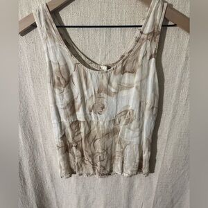 White House Black Market Cream and Brown Tank Top